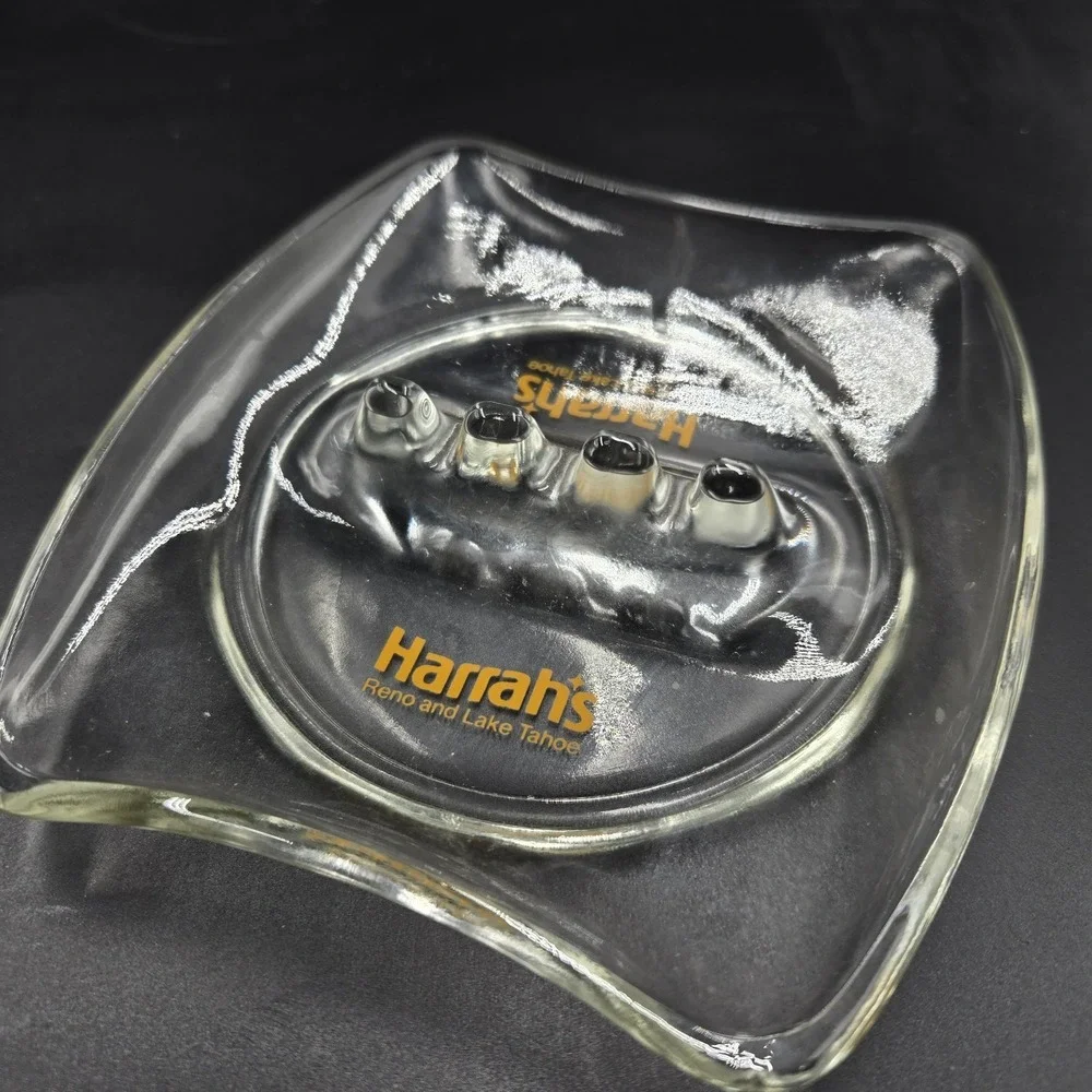 Vintage Harrahs Casino‎ Reno Lake Tahoe NV Advertising Clear Ashtray 5